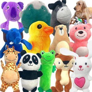 12 Pack Plush Animal Dog Toy Dog Squeaky Toys Cute Pet Plush Toys Stuffed